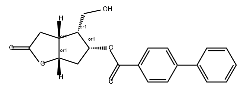 [1,1'-Biphenyl]-4-carboxylic acid, (3aR,4R,5R,6aS)-hexahydro-4-(hydroxymethyl)-2-oxo-2H-cyclopenta[b]furan-5-yl ester, rel- Struktur