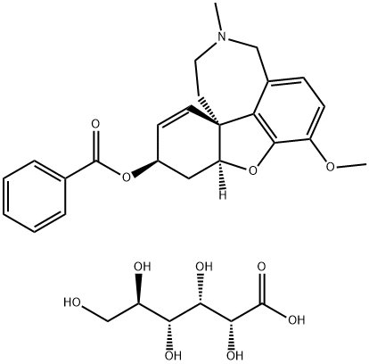 D-Gluconic acid, compd. with (4aS,6R,8aS)-4a,5,9,10,11,12-hexahydro-3-methoxy-11-methyl-6H-benzofuro[3a,3,2-ef][2]benzazepin-6-yl benzoate (1:1) Struktur