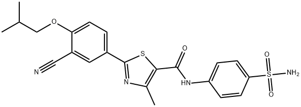 N-[4-(Aminosulfonyl)phenyl]-2-[3-cyano-4-(2-methylpropoxy)phenyl]-4-methyl-5-thiazolecarboxamide Struktur