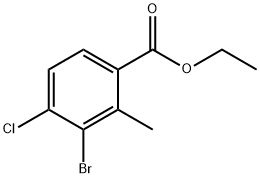 Benzoic acid, 3-bromo-4-chloro-2-methyl-, ethyl ester Struktur