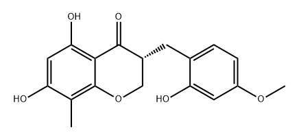 4H-1-Benzopyran-4-one, 2,3-dihydro-5,7-dihydroxy-3-[(2-hydroxy-4-methoxyphenyl)methyl]-8-methyl-, (3R)- Struktur