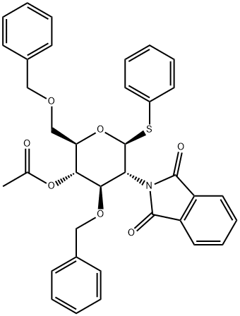 Phenyl 2-deoxy-2-(1,3-dihydro-1,3-dioxo-2H-isoindol-2-yl)-3,6-bis-O-(phenylmethyl)-1-thio-beta-D-glucopyranoside 4-acetate Struktur