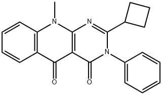 Pyrimido[4,5-b]quinoline-4,5(3H,10H)-dione, 2-cyclobutyl-10-methyl-3-phenyl- Struktur