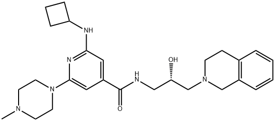 2-(Cyclobutylamino)-N-[(2S)-3-(3,4-dihydro-2(1H)-isoquinolinyl)-2-hydroxypropyl]-6-(4-methyl-1-piperazinyl)-4-pyridinecarboxamide Struktur