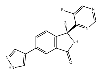 1H-Isoindol-1-one, 3-(5-fluoro-4-pyrimidinyl)-2,3-dihydro-3-methyl-6-(1H-pyrazol-4-yl)-, (3S)- Struktur