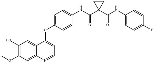 1,1-Cyclopropanedicarboxamide, N-(4-fluorophenyl)-N'-[4-[(6-hydroxy-7-methoxy-4-quinolinyl)oxy]phenyl]- Struktur