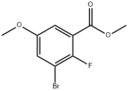 Benzoic acid, 3-bromo-2-fluoro-5-methoxy-, methyl ester Struktur