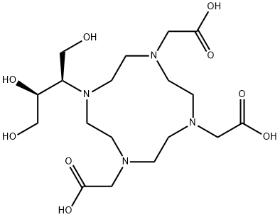 1,4,7,10-Tetraazacyclododecane-1,4,7-triacetic acid, 10-[(1R,2S)-2,3-dihydroxy-1-(hydroxymethyl)propyl]- Struktur