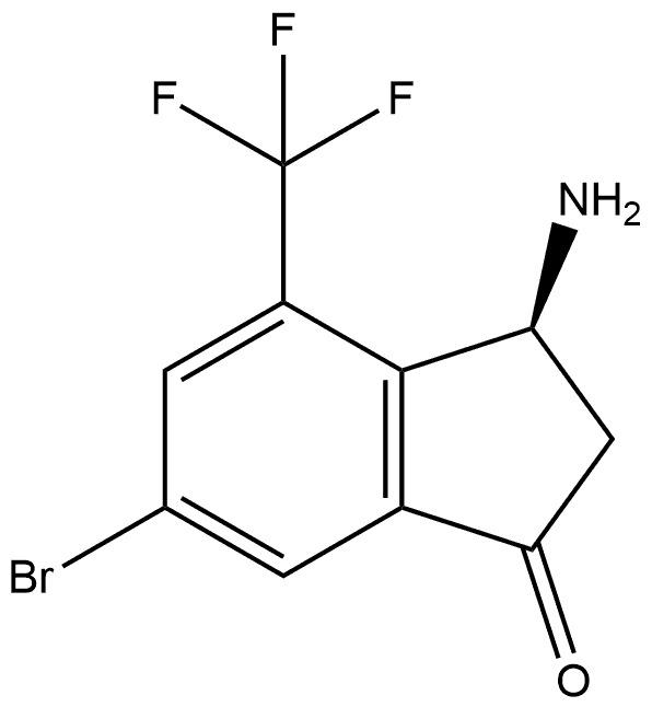 (S)-3-amino-6-bromo-4-(trifluoromethyl)-2,3-dihydro-1H-inden-1-one Struktur