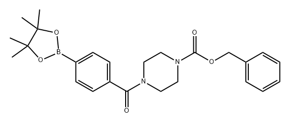 1-Piperazinecarboxylic acid, 4-[4-(4,4,5,5-tetramethyl-1,3,2-dioxaborolan-2-yl)benzoyl]-, phenylmethyl ester Struktur