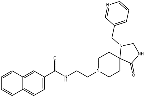 2-Naphthalenecarboxamide, N-[2-[4-oxo-1-(3-pyridinylmethyl)-1,3,8-triazaspiro[4.5]dec-8-yl]ethyl]- Struktur