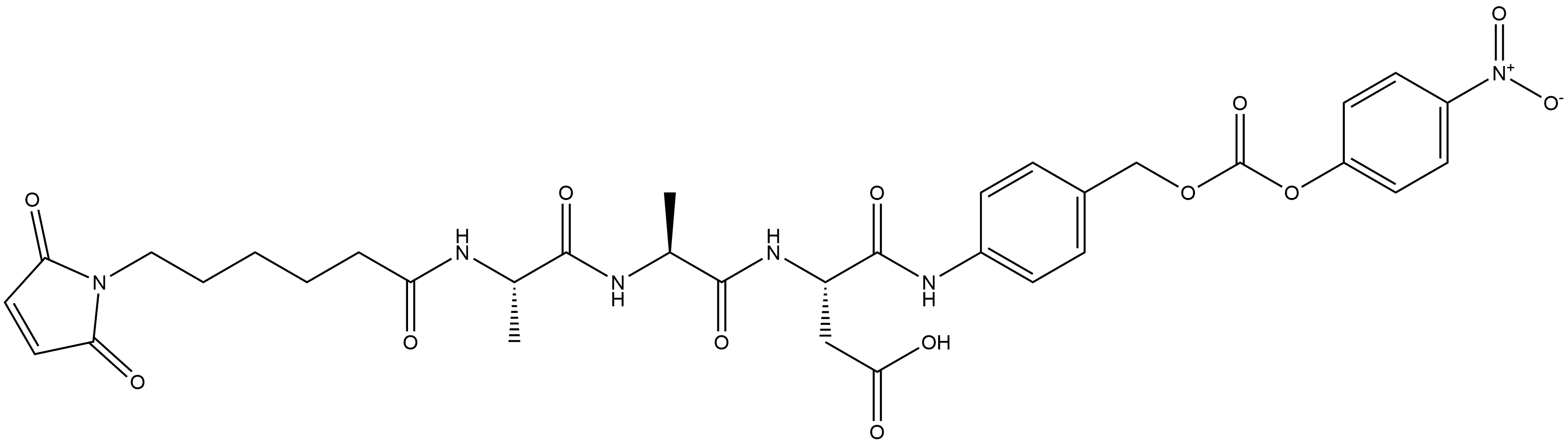 L-Aspartamide, N-[6-(2,5-dihydro-2,5-dioxo-1H-pyrrol-1-yl)-1-oxohexyl]-L-alanyl-L-alanyl-N1-[4-[[[(4-nitrophenoxy)carbonyl]oxy]methyl]phenyl]- Struktur