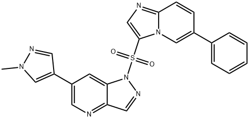 1H-Pyrazolo[4,3-b]pyridine, 6-(1-methyl-1H-pyrazol-4-yl)-1-[(6-phenylimidazo[1,2-a]pyridin-3-yl)sulfonyl]- Struktur