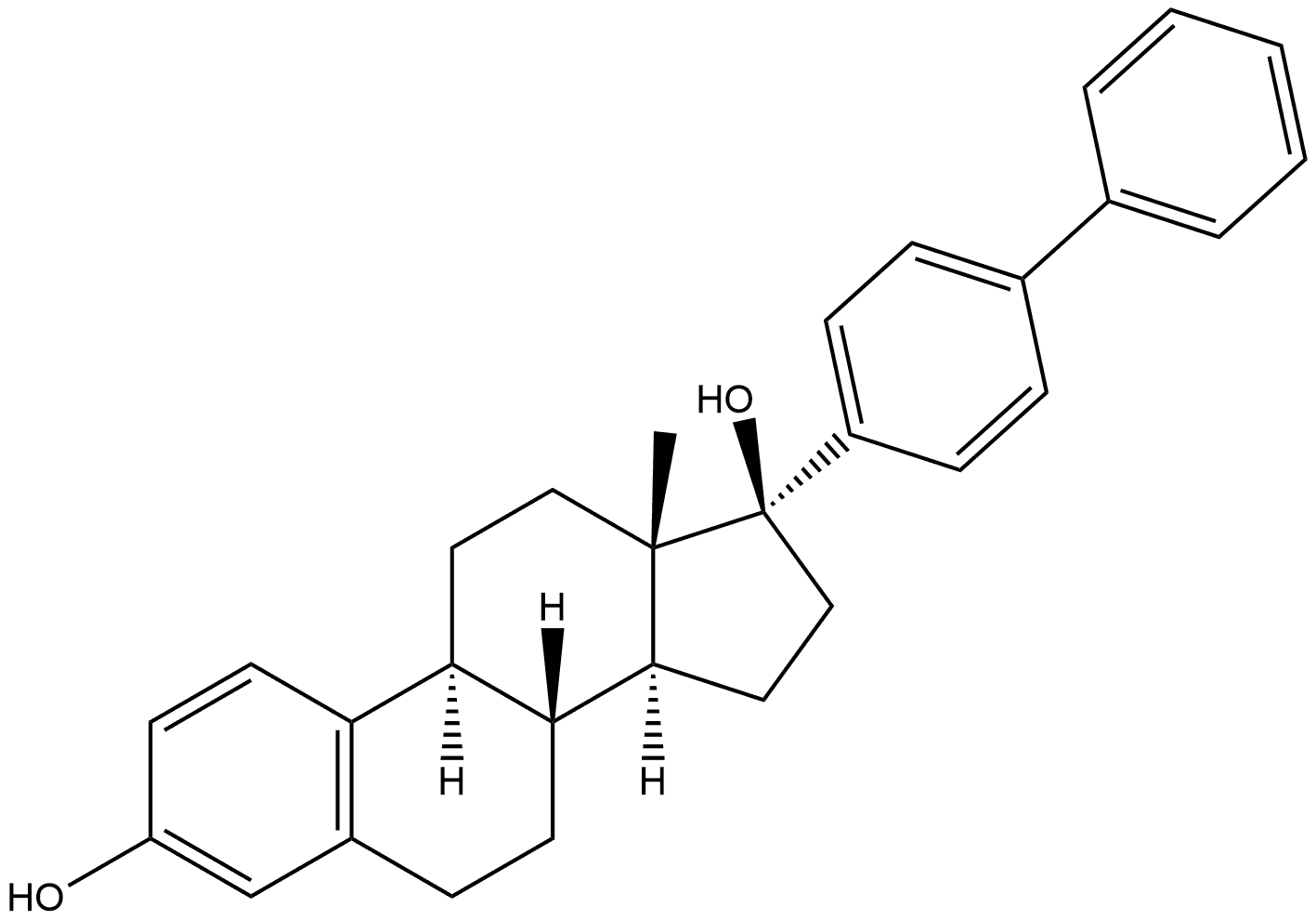 Estra-1,3,5(10)-triene-3,17-diol, 17-[1,1'-biphenyl]-4-yl-, (17β)- Struktur