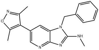 1H-Imidazo[4,5-b]pyridin-2-amine, 6-(3,5-dimethyl-4-isoxazolyl)-N-methyl-1-(phenylmethyl)- Struktur