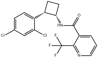 3-Pyridinecarboxamide, N-[(1S,2S)-2-(2,4-dichlorophenyl)cyclobutyl]-2-(trifluoromethyl)- Struktur