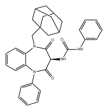 Urea, N-phenyl-N'-[(3R)-2,3,4,5-tetrahydro-2,4-dioxo-1-phenyl-5-(tricyclo[3.3.1.13,7]dec-1-ylmethyl)-1H-1,5-benzodiazepin-3-yl]- Struktur