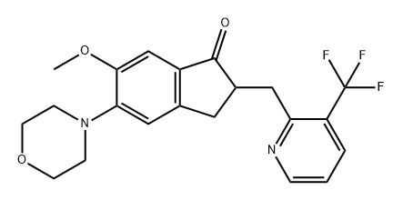 1H-Inden-1-one, 2,3-dihydro-6-methoxy-5-(4-morpholinyl)-2-[[3-(trifluoromethyl)-2-pyridinyl]methyl]- Struktur