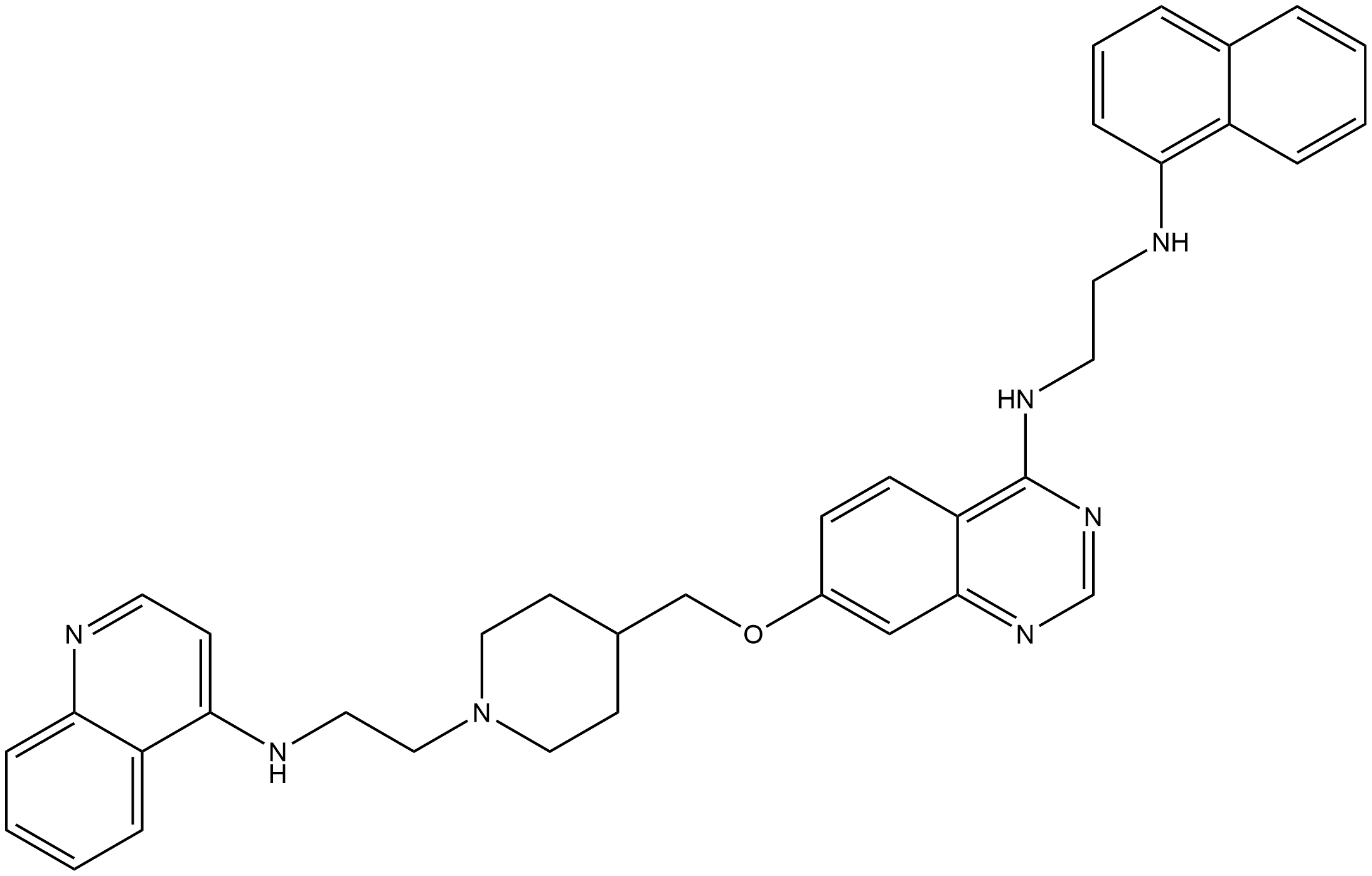 N1-1-Naphthalenyl-N2-[7-[[1-[2-(4-quinolinylamino)ethyl]-4-piperidinyl]methoxy]-4-quinazolinyl]-1,2-ethanediamine Struktur