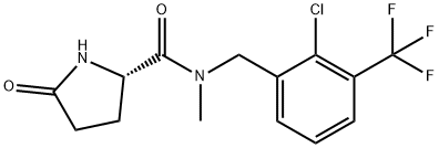 2-Pyrrolidinecarboxamide, N-[[2-chloro-3-(trifluoromethyl)phenyl]methyl]-N-methyl-5-oxo-, (2S)- Struktur