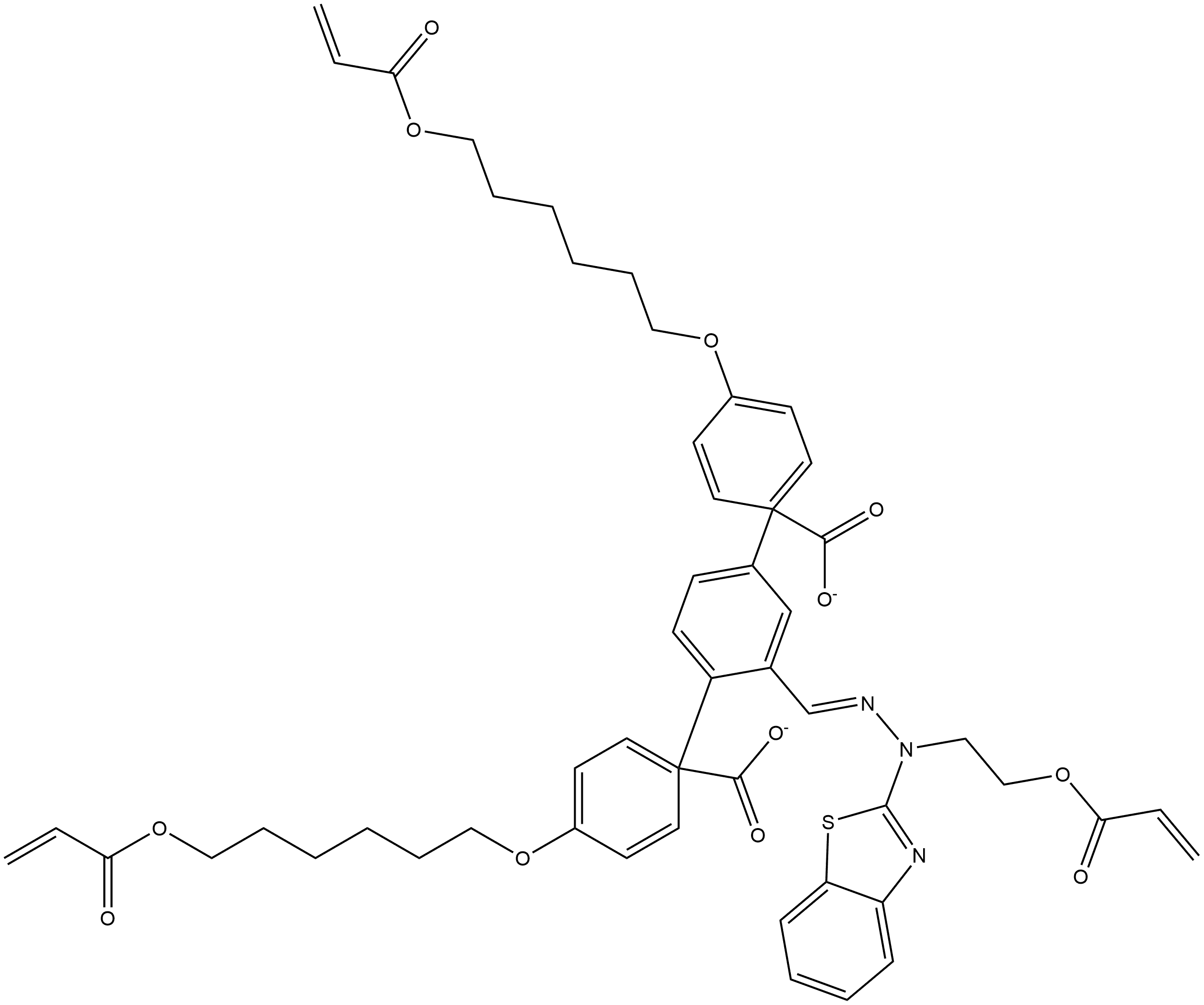 1,1′-[2-[(E)-[2-(2-Benzothiazolyl)-2-[2-[(1-oxo-2-propen-1-yl)oxy]ethyl]hydrazinylidene]methyl]-1,4-phenylene] bis[4-[[6-[(1-oxo-2-propen-1-yl)oxy]hexyl]oxy]benzoate Struktur