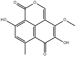 1H,6H-Naphtho[1,8-cd]pyran-1,6-dione, 5,9-dihydroxy-4-methoxy-7-methyl- Struktur