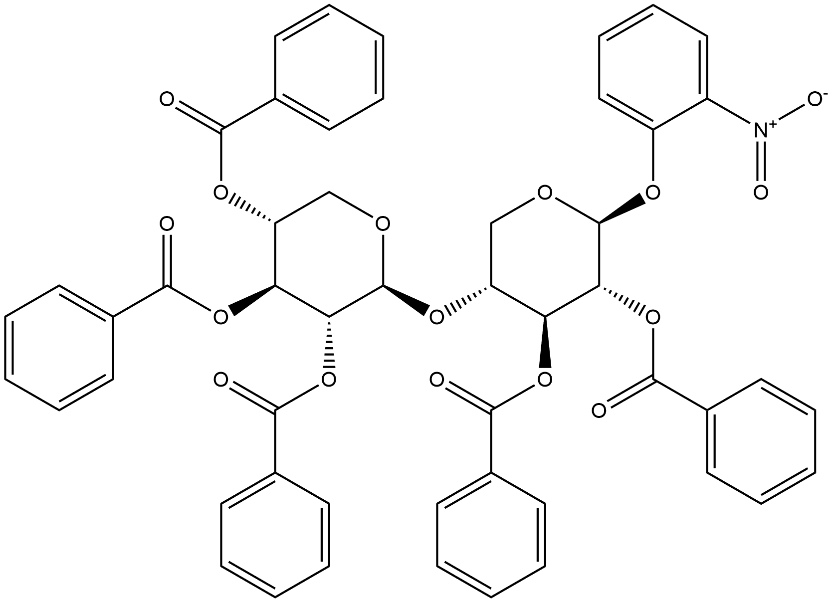 β-D-Xylopyranoside, 2-nitrophenyl 4-O-(2,3,4-tri-O-benzoyl-β-D-xylopyranosyl)-, 2,3-dibenzoate Struktur