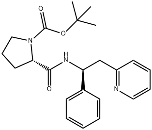 1-Pyrrolidinecarboxylic acid, 2-[[[(1S)-1-phenyl-2-(2-pyridinyl)ethyl]amino]carbonyl]-, 1,1-dimethylethyl ester, (2S)- Struktur