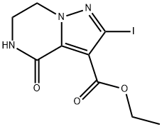 ethyl 2-iodo-4-oxo-4,5,6,7-tetrahydropyrazolo[1,5-a]pyrazine-3-carboxylate Struktur