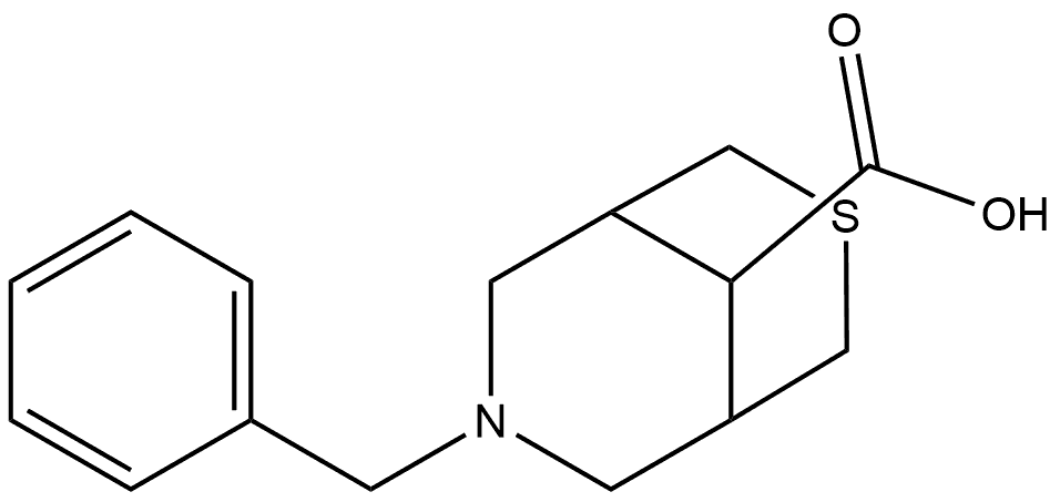 7-benzyl-3-thia-7-azabicyclo[3.3.1]nonane-9-carboxylic acid Struktur