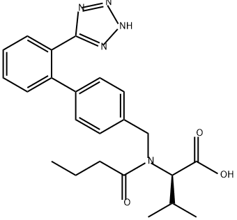 D-Valine, N-(1-oxobutyl)-N-[[2'-(2H-tetrazol-5-yl)[1,1'-biphenyl]-4-yl]methyl]- Struktur