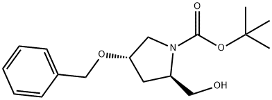 1-Pyrrolidinecarboxylic acid, 2-(hydroxymethyl)-4-(phenylmethoxy)-, 1,1-dimethylethyl ester, (2R,4S)- Struktur