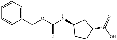 Cyclopentanecarboxylic acid, 3-[[(phenylmethoxy)carbonyl]amino]-, (1R-trans)- (9CI) Struktur