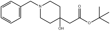 4-Piperidineacetic acid, 4-hydroxy-1-(phenylmethyl)-, 1,1-dimethylethyl ester Struktur