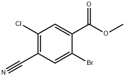 Benzoic acid, 2-bromo-5-chloro-4-cyano-, methyl ester Struktur