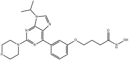 Butanamide, N-hydroxy-4-[3-[9-(1-methylethyl)-2-(4-morpholinyl)-9H-purin-6-yl]phenoxy]- Struktur