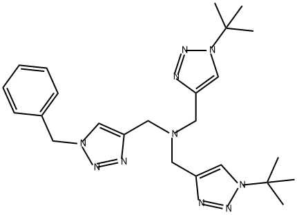 1H-1,2,3-Triazole-4-methanamine, N,N-bis[[1-(1,1-dimethylethyl)-1H-1,2,3-triazol-4-yl]methyl]-1-(phenylmethyl)- Struktur