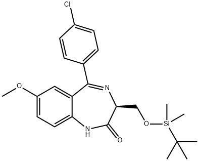 2H-1,4-Benzodiazepin-2-one, 5-(4-chlorophenyl)-3-[[[(1,1-dimethylethyl)dimethylsilyl]oxy]methyl]-1,3-dihydro-7-methoxy-, (3S)- Struktur