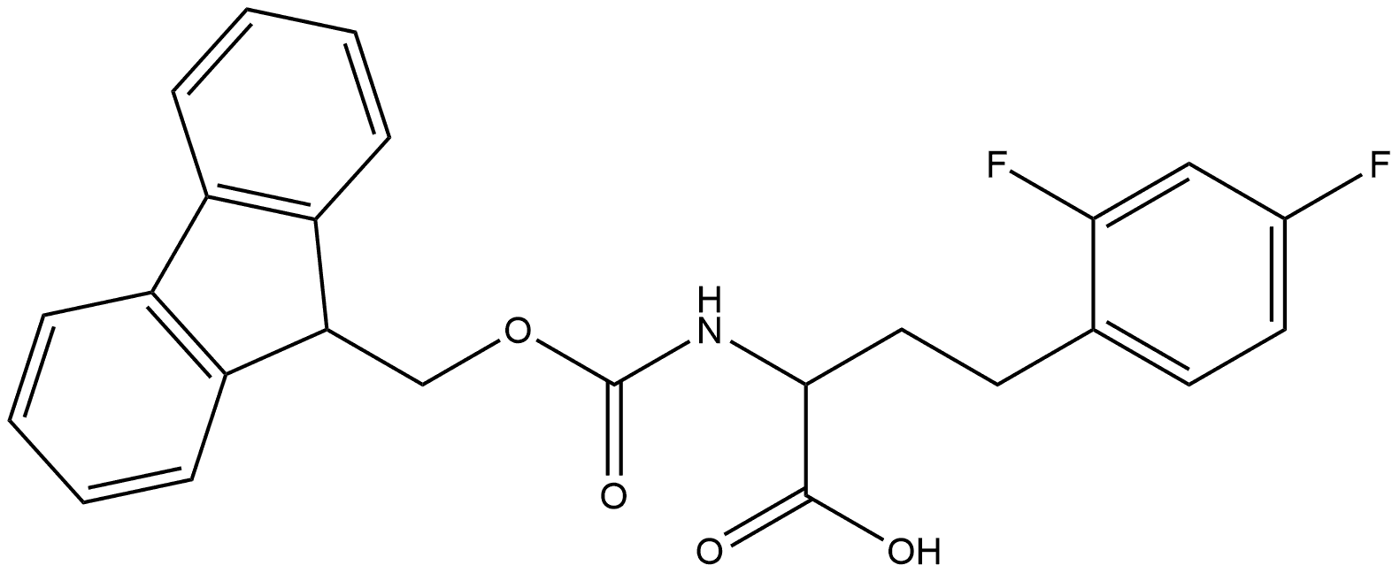 2-((((9H-fluoren-9-yl)methoxy)carbonyl)amino)-4-(2,4-difluorophenyl)butanoic acid Struktur