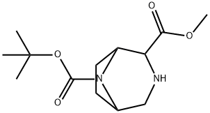 3,8-Diazabicyclo[3.2.1]octane-2,8-dicarboxylic acid, 8-(1,1-dimethylethyl) 2-methyl ester Struktur