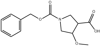 Trans-1-(benzyloxycarbonyl)-4-methoxypyrrolidine-3-carboxylic acid Struktur