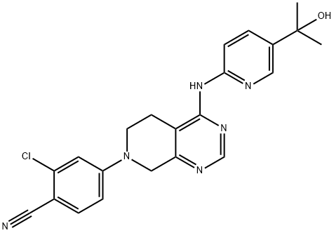 Benzonitrile, 2-chloro-4-[5,8-dihydro-4-[[5-(1-hydroxy-1-methylethyl)-2-pyridinyl]amino]pyrido[3,4-d]pyrimidin-7(6H)-yl]- Struktur