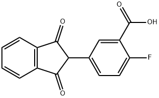 Benzoic acid, 5-(2,3-dihydro-1,3-dioxo-1H-inden-2-yl)-2-fluoro- Struktur