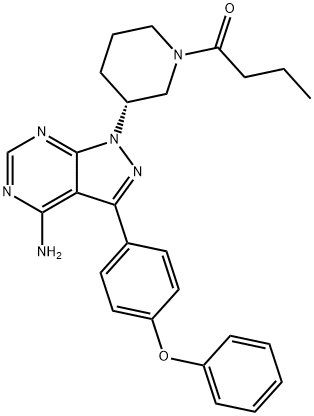 1-Butanone, 1-[(3R)-3-[4-amino-3-(4-phenoxyphenyl)-1H-pyrazolo[3,4-d]pyrimidin-1-yl]-1-piperidinyl]- Struktur