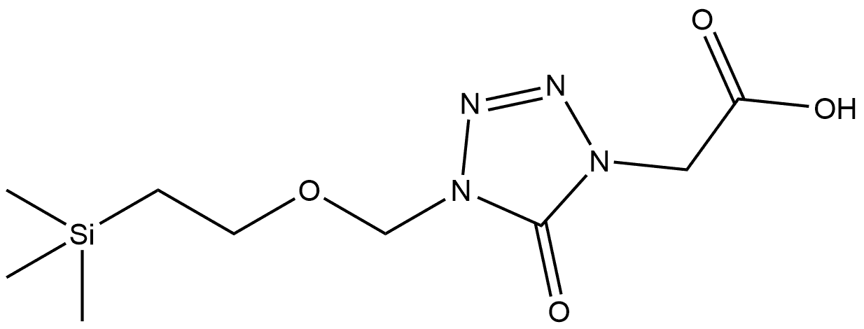 2-(5-oxo-4-((2-(trimethylsilyl)ethoxy)methyl)-4,5-dihydro-1H-tetrazol-1-yl)acetic acid Struktur