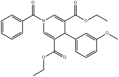 3,5-Pyridinedicarboxylic acid, 1-benzoyl-1,4-dihydro-4-(3-methoxyphenyl)-, 3,5-diethyl ester Struktur