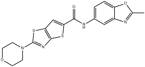 Thieno[2,3-d]thiazole-5-carboxamide, N-(2-methyl-5-benzoxazolyl)-2-(4-morpholinyl)- Struktur