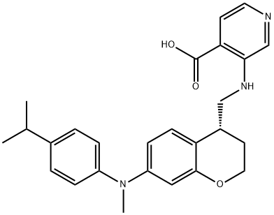 4-Pyridinecarboxylic acid, 3-[[[(4R)-3,4-dihydro-7-[methyl[4-(1-methylethyl)phenyl]amino]-2H-1-benzopyran-4-yl]methyl]amino]- Struktur