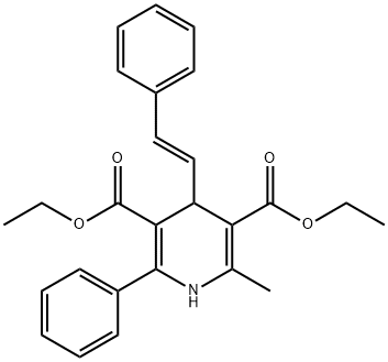 3,5-Pyridinedicarboxylic acid, 1,4-dihydro-2-methyl-6-phenyl-4-[(1E)-2-phenylethenyl]-, 3,5-diethyl ester Struktur