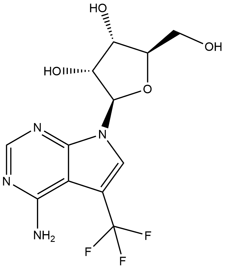 7H-Pyrrolo[2,3-d]pyrimidin-4-amine, 7-β-D-ribofuranosyl-5-(trifluoromethyl)- Struktur